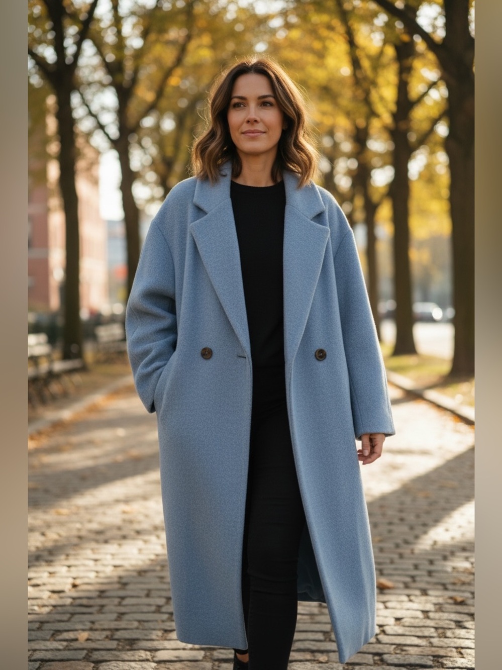 Winter Double Breasted Wool Coat Long Sleeve Notch Lape